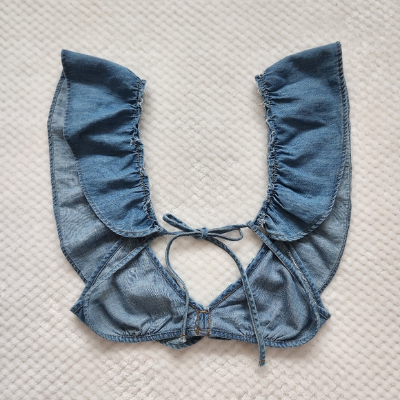 Zara Ruffled Denim Bralette - Picture 8 of 11